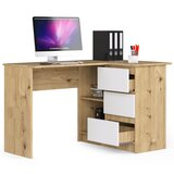 AKORD B16 Kotna Pisalna Miza, Desna Izvedba, Hrast Artisan/Bela, (5000332957) | Shoptok.si
