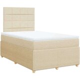 vidaXL Box spring postelja z vzmetnico krem 120x190 cm blago, (21309714) | Shoptok.si