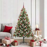 vidaXL Umjetna jelka s pantenom i pahuljicama Zelena i bijela 180 cm | shoptok.hr