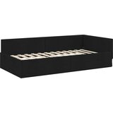 vidaXL Kotna postelja Črna 100 x 200 cm Tkanina in oblikovan les | Shoptok.si