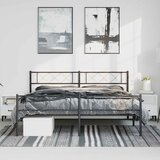  Metalni okvir kreveta uzglavlje i podnožje crni 183x213 cm | shoptok.hr