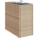 Vrtni stol sa staklenom pločom bež 58x27 5x55 cm od poliratana | shoptok.hr