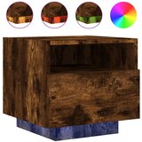 Maison Chic Nočna omarica - Nočna miza z LED lučkami dimljeni hrast 40x39x37 cm, (21687284) Cene