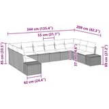  Sjedeća garnitura za vrt 10 kom. Crna poliratan 344 x 209 x 69 cm | shoptok.hr