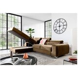 ELTAP Svetlo rjava žametna raztegljiva/s prostorom za shranjevanje kotna sedežna garnitura (levi kot/z ležalnikom) Grayson – | Shoptok.si