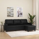 vidaXL Trosjed s tabureom crni 180 cm od umjetne kože Cijene