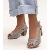 Gemre Grey lace sandals on a block heel Riessen | Shoptok.si