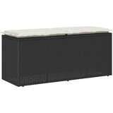 vidaXL Vrtna klupa s jastukom crna 110x40x44 cm od poliratana | shoptok.hr