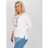 Fashion Hunters Ecru casual plus size cotton blouse Angelica Cene