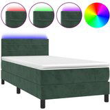  Krevet box spring s madracem LED tamnozeleni 90x200 cm baršun | shoptok.hr