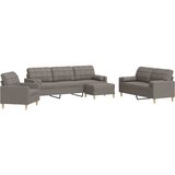 vidaXL 4-dijelni set sofa s tabureom i jastucima smeđesivi tkanina Cijene