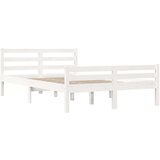  Posteljni okvir bel iz trdnega lesa 135x190 cm 4FT6, (20643086) | Shoptok.si