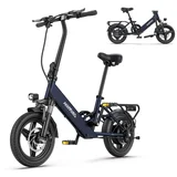 Električno mestno kolo Mile 1, motor 250 W, baterija 36 V 10,4 Ah, zložljivo 14 palcev, 25 km/h, Modra, (22148631)