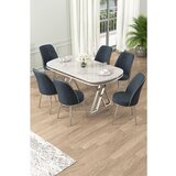 Hanah home Lai - White, Chrome, Anthracite WhiteChromeAnthracite Dining Table & Chairs Set (7 Pieces) | ePonuda.com