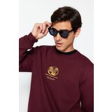 Trendyol Brown Men's Regular/Normal Fit Space Printed Fleece Inner Sweatshirt | shoptok.hr