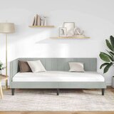 vidaXL Kotna postelja z vzglavjem Svetlo siva 100 x 200 cm Žamet | Shoptok.si