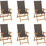 The Living Store Vrtni stoli 6 kosov s taupe blazinami trdna tikovina - Vrtni Stol, (21478944) | Shoptok.si