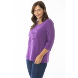 Şans Women's Plus Size Lilac Side Snaps Buttoned Sweatshirt Cene