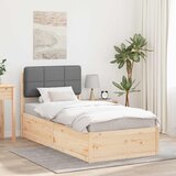vidaXL posteljni okvir z oblazinjenim vzglavjem svetlo siva | Shoptok.si