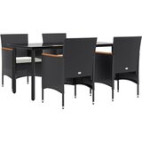  5-dijelni vrtni blagovaonski set s jastucima crni Crna Dužina stola 160 cm | shoptok.hr