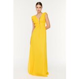 Trendyol Yellow Piping Detailed Evening Dress & Graduation Dress Cene