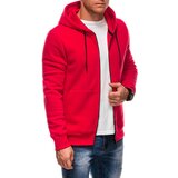 Edoti BASIC unbuttoned men's hooded sweatshirt - red | Shoptok.si