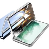 INF magnetna dvostranska torbica za telefon iz kaljenega stekla silver samsung S23, (21236501) Cene
