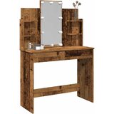  Toaletni stol s LED svjetlima Staro drvo 96x40x142 cm | shoptok.hr