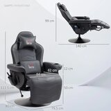  Igraća stolica funkcija masaže podesivi naslon oslonac za noge do 120 kg čelični okvir umjetna koža crna | shoptok.hr