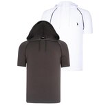 Dewberry DUAL SET T8570 HOODED MEN'S T-SHIRT-WHITE-KHAKI Cene