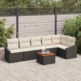 vidaXL 7 komadni vrtni sofa set s jastučićima crni poli ratan akacija | shoptok.hr