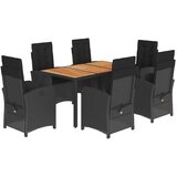vidaXL 7-dijelni vrtni blagovaonski set s jastucima crni od poliratana | shoptok.hr