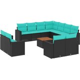  12-dijelni set vrtnih sofa s jastucima poliratan crni | Eponuda.ba