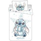 Jerry Fabrics Bela bombažna otroška posteljnina za otroško posteljico 100x135 cm Lilo and Stitch "White Star" – Cene