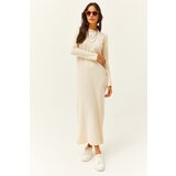 Olalook Women's Stone Crew Neck Long Knitwear Dress | Shoptok.si