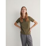Reserved majica slim fit - kaki Cene