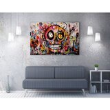 Wallxpert slika na platnu WY389, šarena grafiti lobanja sa apstraktnim figurama, 50 x 70 cm Cene