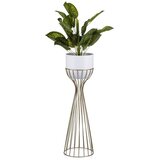 Metalna saksija LOFT 68x20 cm zlatna/bela Cene