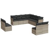 vidaXL Vrtna sedežna garnitura 11-delna z blazinami sv. siv poli ratan, (21411095) | Shoptok.si