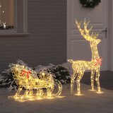  Reindeer vuče saonice Topla bijela 70 x 26 x 129 cm PET | shoptok.hr