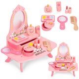 ECO TOYS dječji drveni stolić za uljepšavanje – ogledalo, ladica i 7 dodataka | shoptok.hr