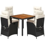  5-dijelni vrtni blagovaonski set s jastucima od poliratana crni Crna Dužina stola 90 cm | shoptok.hr