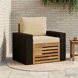  Srednja sofa za van Prirodna - Prirodno i bež Metalni okvir s crnim rattanom | shoptok.hr