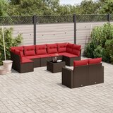 vidaXL 10-dijelni set vrtnih sofa od poliratana s jastucima smeđi | shoptok.hr
