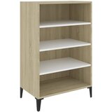 vidaXL Komoda bela in sonoma hrast 57x35x90 cm iverna plošča, (20956633) Cene
