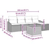 vidaXL 6-dijelni vrtni kauč set s jastučićima Crni poli ratan akacija | shoptok.hr
