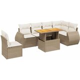 Maison Chic Seti vrtnega pohištva - Vrtna garnitura - Vrtni pohištvo set 7-delna z blazinami bež poli ratan, (21807744) | Shoptok.si