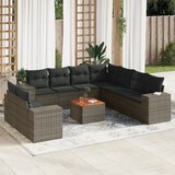 Maison Chic Seti vrtnega pohištva - Vrtna garnitura - Vrtni pohištvo set 10-delna z blazinami siv poli ratan, (21816127) | Shoptok.si