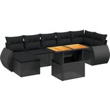 Maison Chic Seti vrtnega pohištva - Vrtna garnitura - Vrtni pohištvo set 8-delna z blazinami črn poli ratan, (21799124) | Shoptok.si
