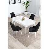 Hanah home trpezarijski set Kar, sto na razvlačenje i 4 stolice, bela ploča, crna tkanina Babyface | Eponuda.com